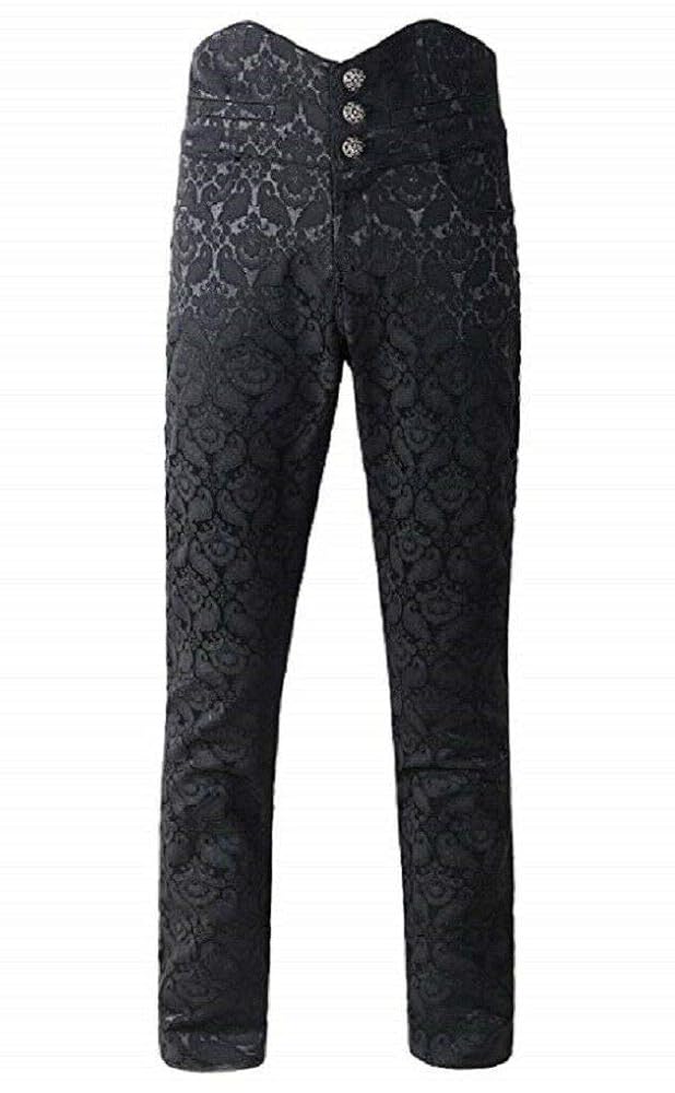 Men's Obscura Trousers Pants Steampunk Black Brocade Vintage